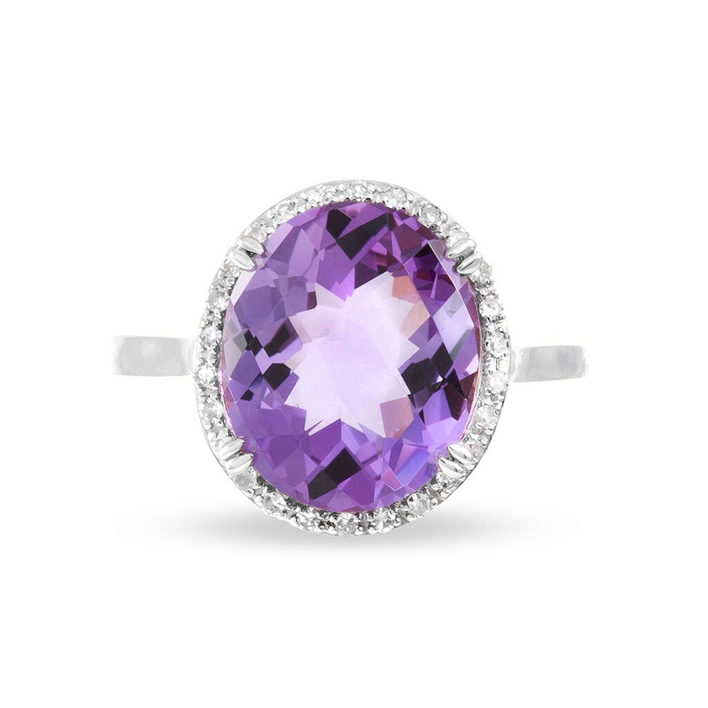 Bague Anna Or Blanc Amethyste Et Diamant - Bagues solitaires Femme | Histoire d&rsquo;Or