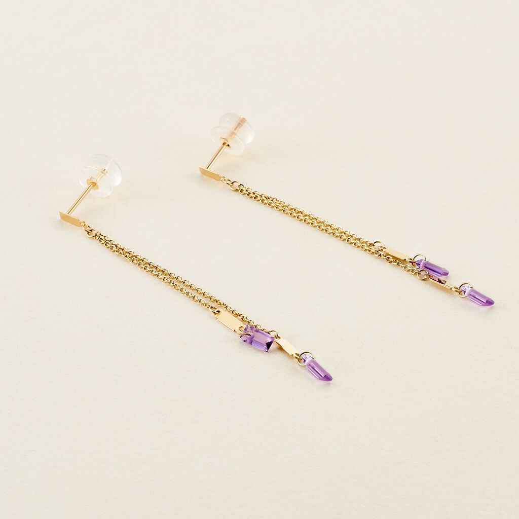 Bijoux D'oreilles Lavender Or Jaune Améthyste - Boucles d'oreilles pendantes Femme | Histoire d’Or