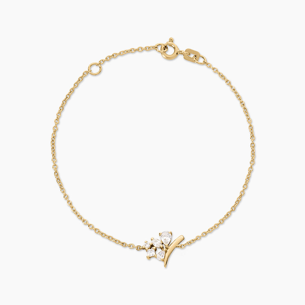 Bracelet Mevena Argent Dor&eacute; A L'Or 750/1000 Oxyde De Zirconium - Bracelets Femme | Histoire d&rsquo;Or