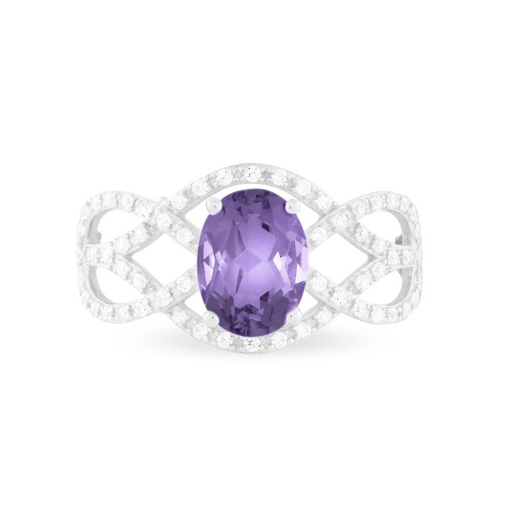 Bague Tina Or Blanc Amethyste Et Diamant - Bagues solitaires Femme | Histoire d&rsquo;Or