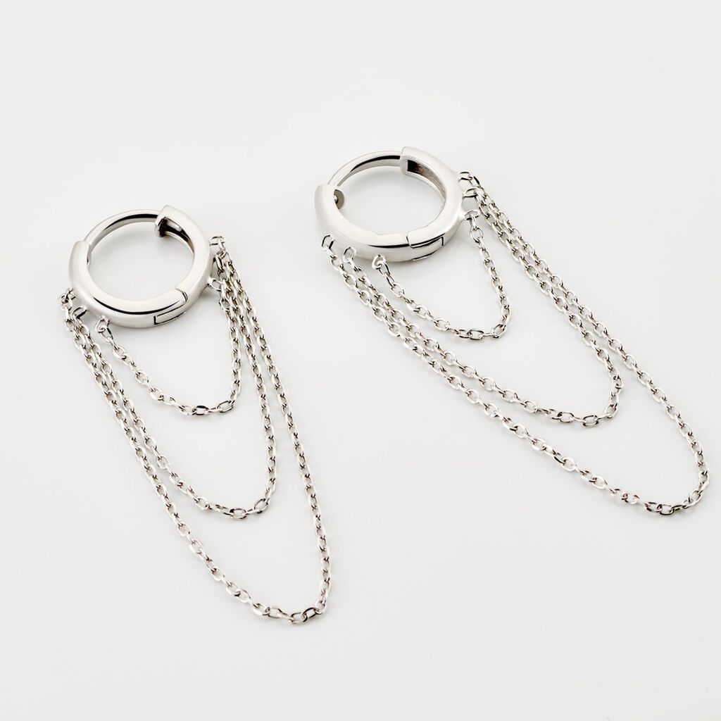 Cr&eacute;oles Argent Blanc Nissa - Boucles d'oreilles cr&eacute;oles Femme | Histoire d&rsquo;Or