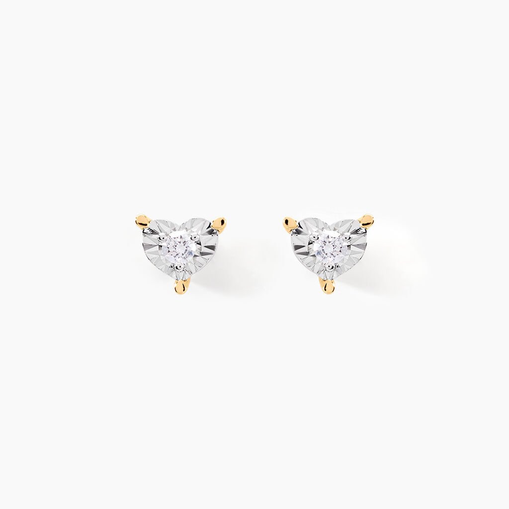 Boucles D'oreilles Puces Diamotion Or Jaune Diamant - Clous d'oreilles Femme | Histoire d’Or