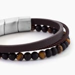 Bracelet Cuir De Vache Marron Onyx Oeil De Tigre - Bracelets Lithoth&eacute;rapie Homme | Histoire d&rsquo;Or