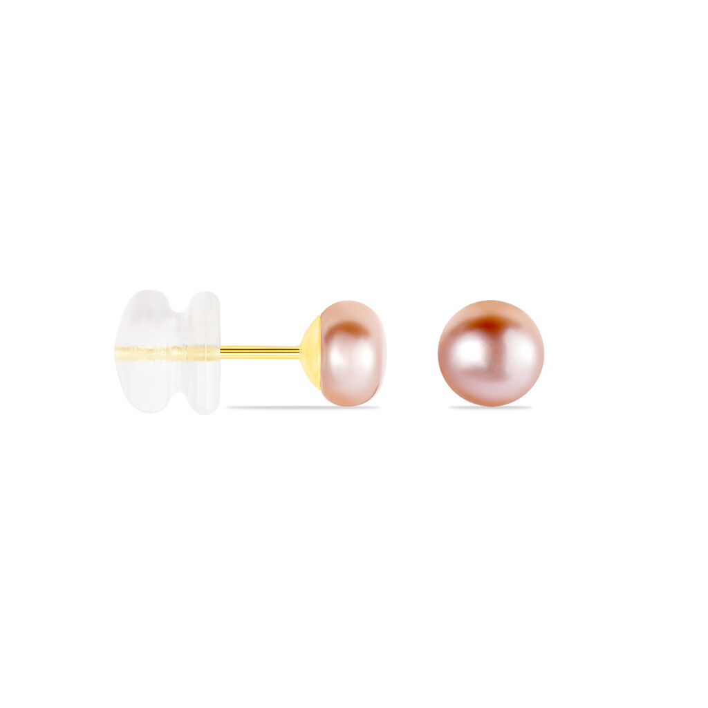 Boucles D'oreilles Puces Ursulina Or Jaune Perle De Culture - Clous d'oreilles Femme | Histoire d’Or