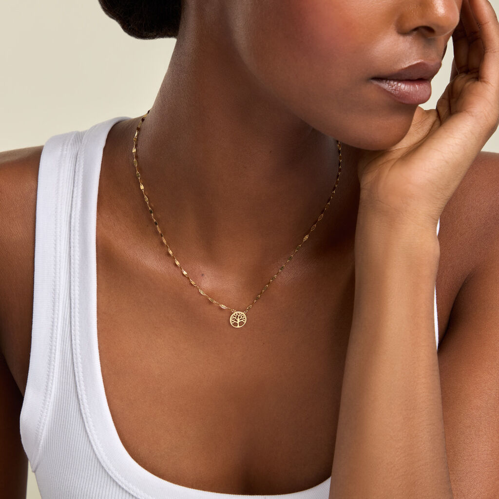 Collier Aulnia Argent Dor&eacute; A L'Or 750/1000 - Bijoux sans pierre Femme | Histoire d&rsquo;Or