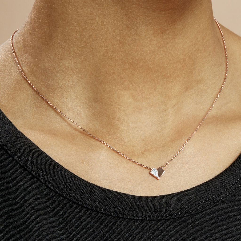 Collier Rossana Argent Rose Pierre De Synthese - Colliers fantaisie Femme | Histoire d’Or