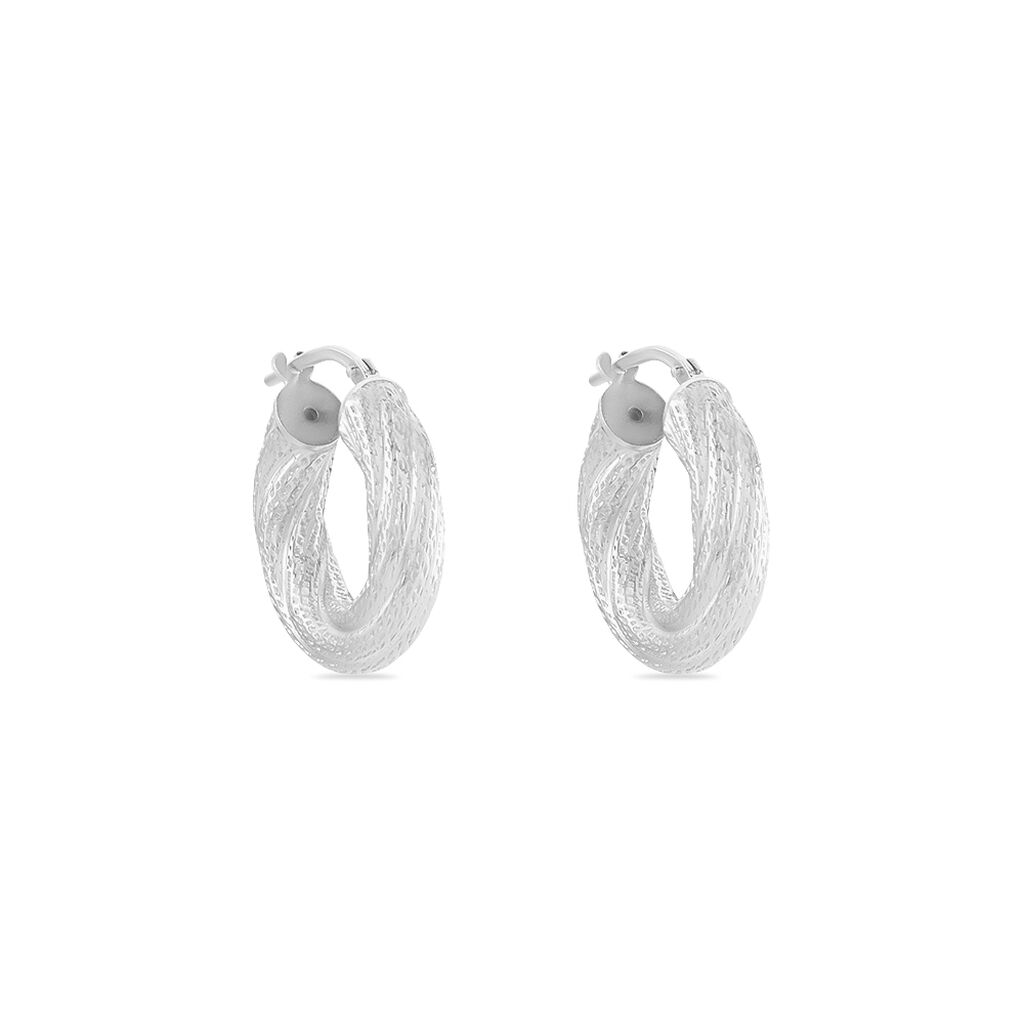 Créoles Manon Argent Blanc - Boucles d'oreilles créoles Femme | Histoire d’Or