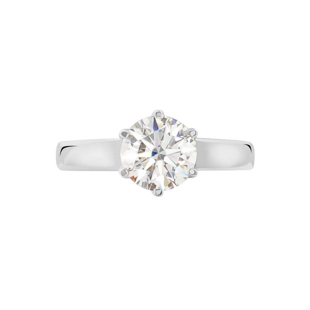Bague Solitaire Natalia Or Blanc Diamant Synthetique - Bagues solitaires Femme | Histoire d’Or