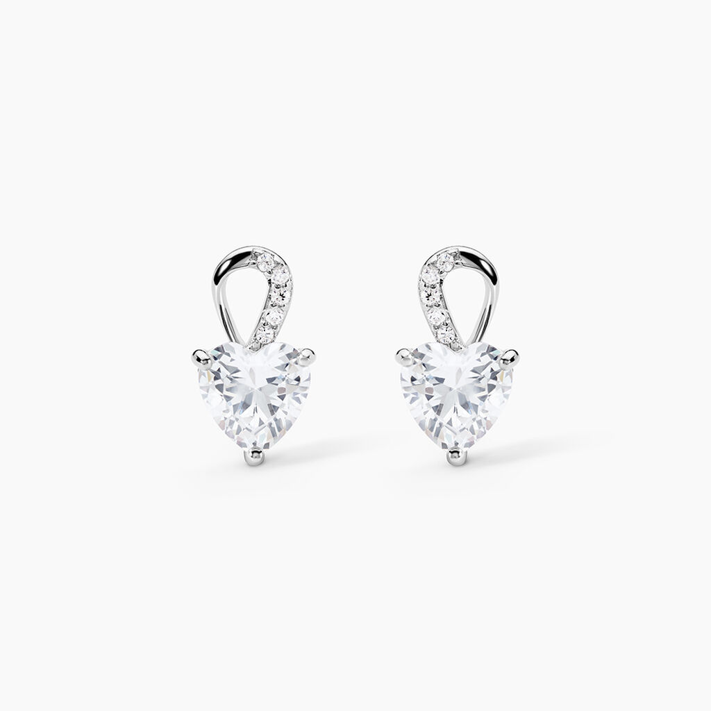 Boucles D'oreilles Puces Atieno Argent Blanc Oxyde De Zirconium - Boucles d'oreilles fantaisie Femme | Histoire d&rsquo;Or