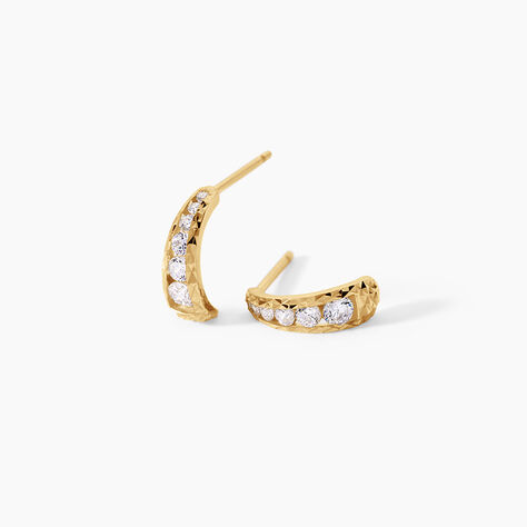 Cr&eacute;oles Victorico Argent Dor&eacute; A L'Or 750/1000 Oxyde De Zirconium - Boucles d'oreilles cr&eacute;oles Femme | Histoire d&rsquo;Or
