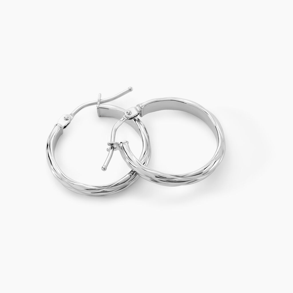 Créoles Ananas Or Blanc - Boucles d'oreilles créoles Femme | Histoire d’Or