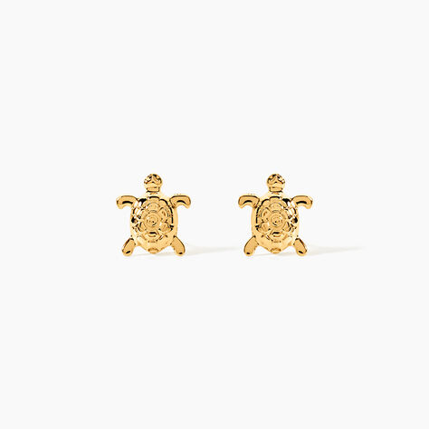 Boucles D'oreilles Puces Almahae Tortue Or Jaune - Clous d'oreilles Famille | Histoire d&rsquo;Or