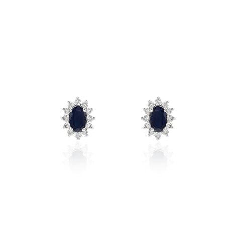 Boucles D'oreilles Puces Vladimir Or Blanc Saphir Diamant - Clous d'oreilles Femme | Histoire d’Or