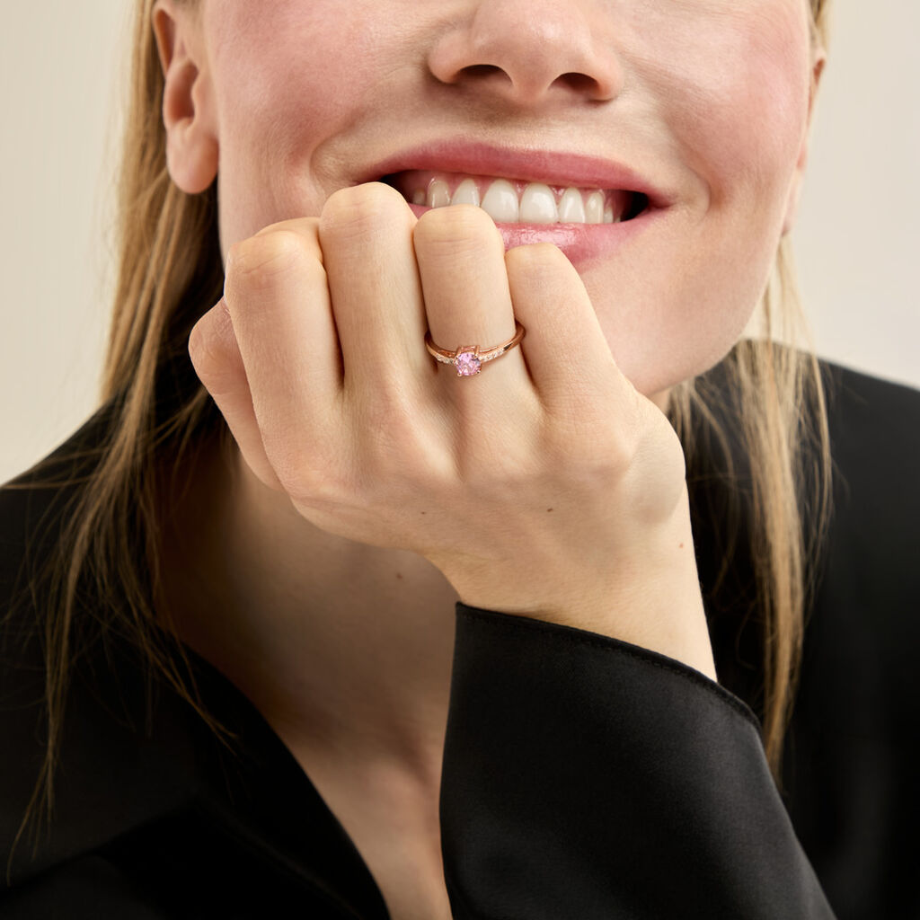 Bague Rio Argent Rose Oxyde De Zirconium - Bagues de fian&ccedil;ailles ronde Femme | Histoire d&rsquo;Or