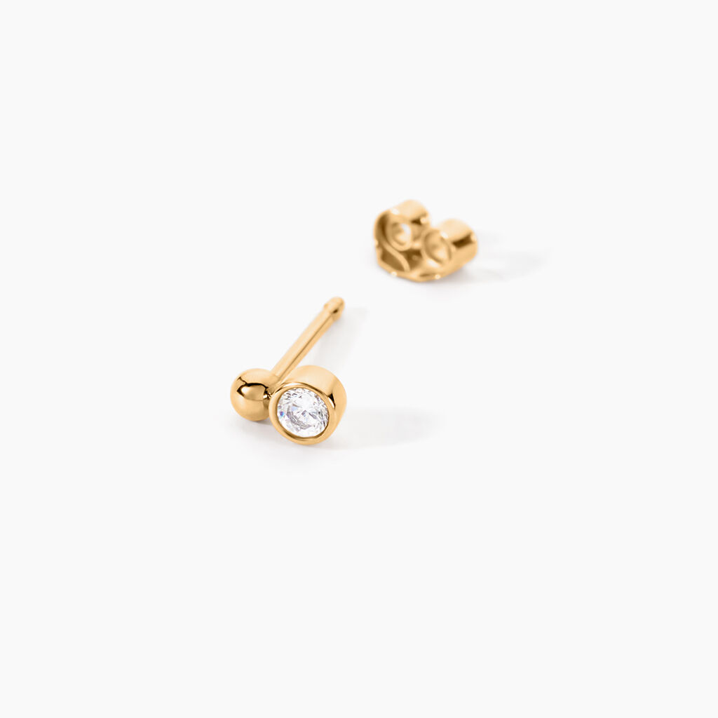 Boucles D'Oreilles Puces Aura Plaque Or Jaune Oxyde De Zirconium - Boucles d'oreilles fantaisie Femme | Histoire d&rsquo;Or