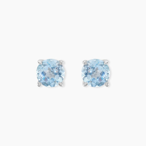 Boucles D'oreilles Puces Elea Or Blanc Topaze Bleu Sky - Clous d'oreilles Femme | Histoire d’Or