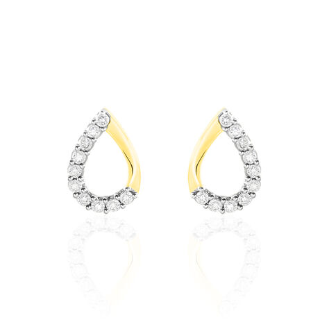 Boucles D'oreilles Puces Chrystalise Or Jaune Diamant - Clous d'oreilles Femme | Histoire d&rsquo;Or