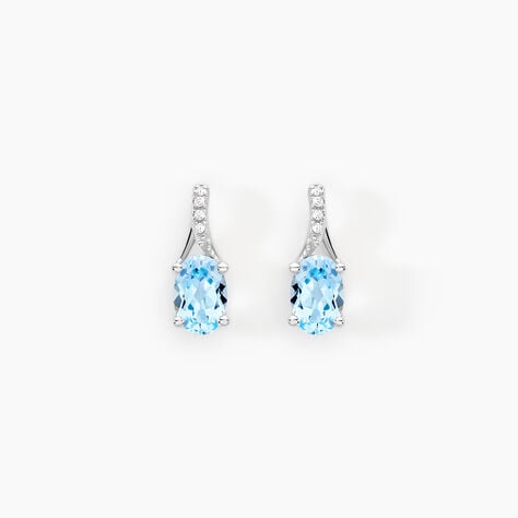 Boucles D'oreilles Audea Or Blanc Topaze Et Oxyde De Zirconium - Boucles d'oreilles pendantes Femme | Histoire d’Or