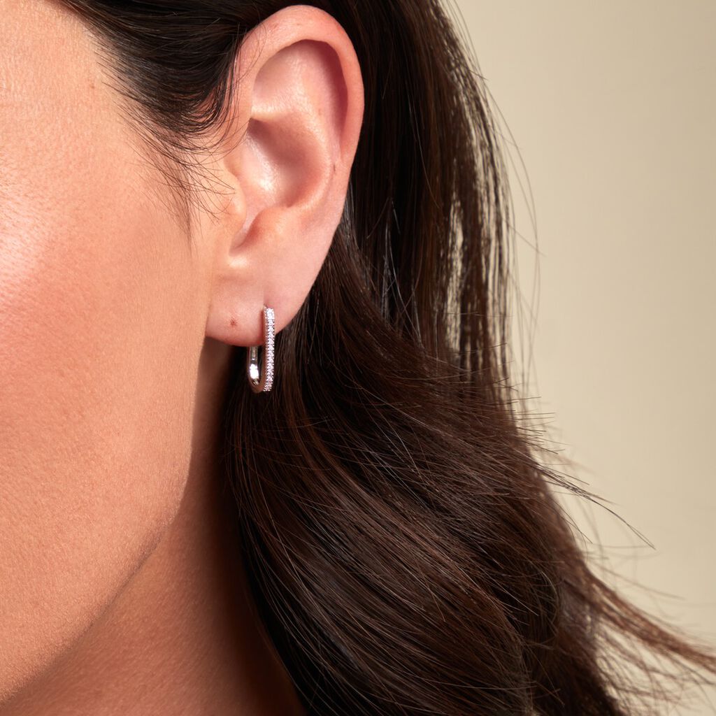 Créoles Lutetia Argent Blanc Oxyde De Zirconium - Boucles d'oreilles créoles Femme | Histoire d’Or