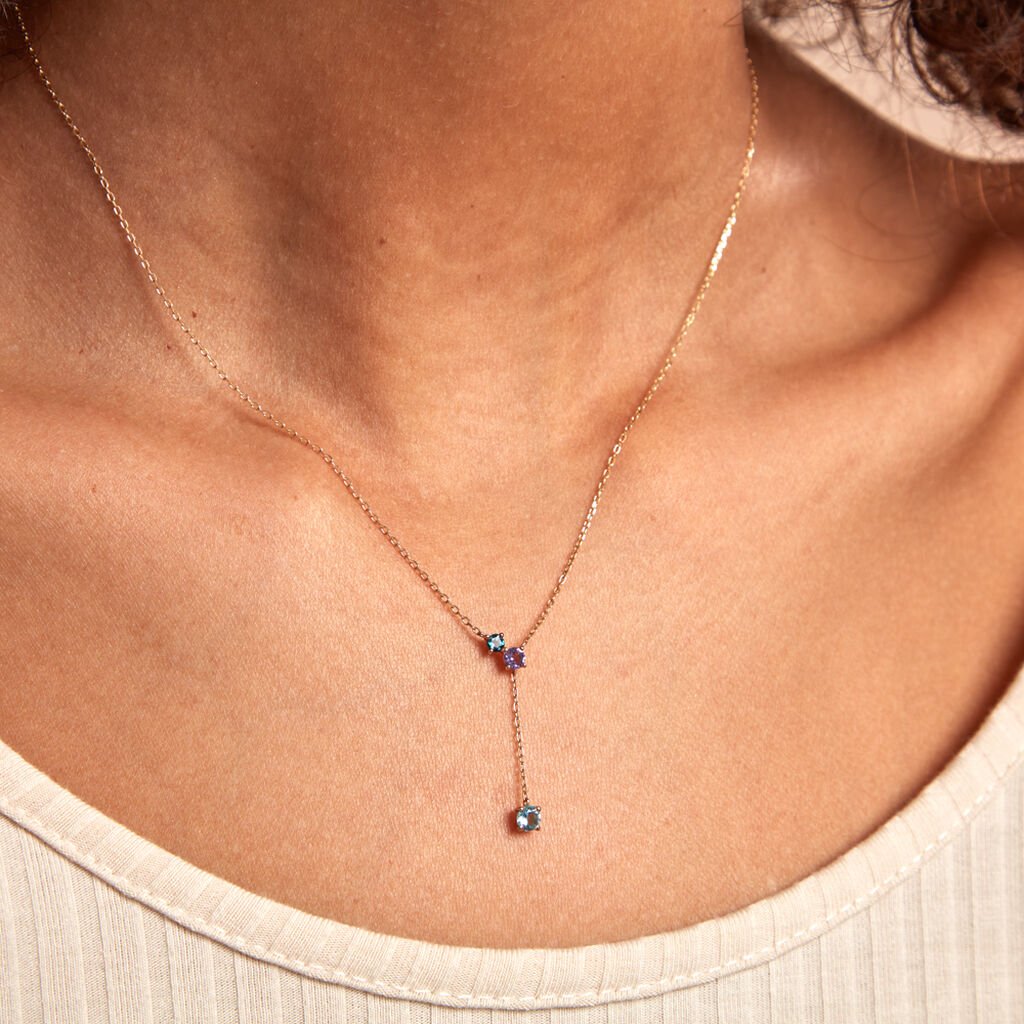 Collier Amaranta Or Jaune Topaze Am&eacute;thyste - Colliers Femme | Histoire d&rsquo;Or