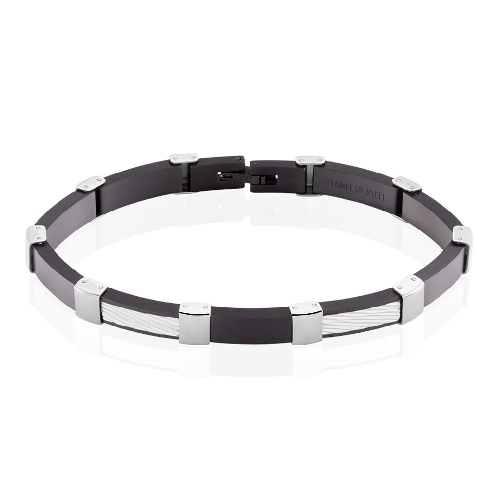 Bracelet Jack Acier Blanc Noir - Bracelets Homme | Histoire d’Or