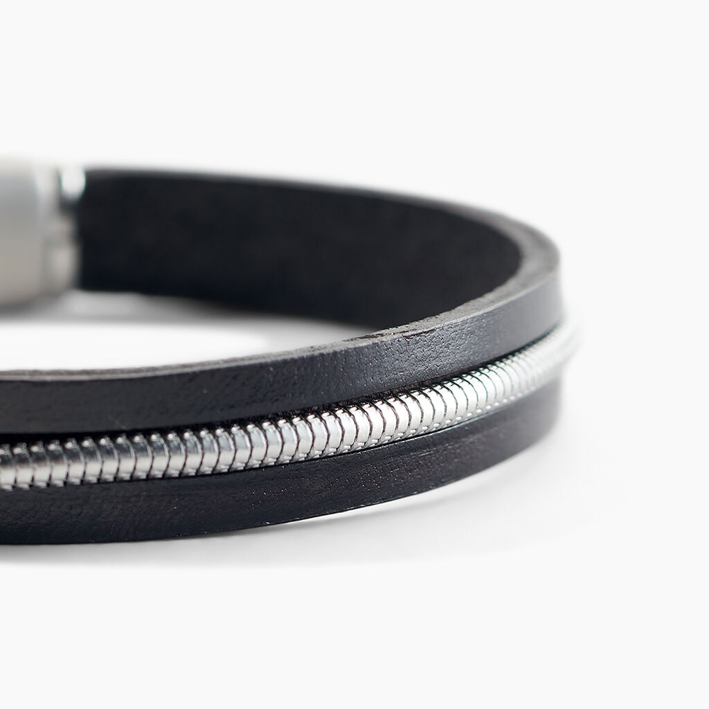 Bracelet Jourdan Rodney Cuir Noir - Nouveautés bijoux Homme | Histoire d’Or