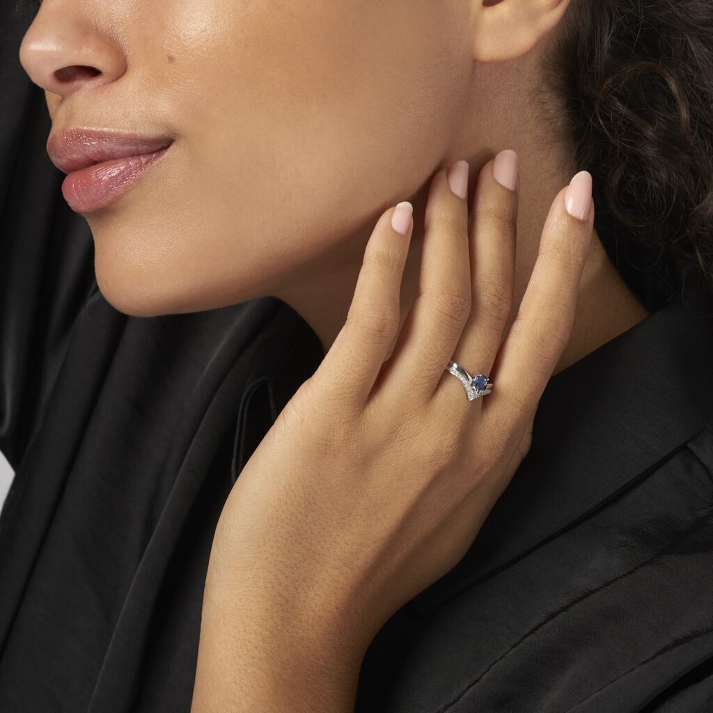 Bague Pasqualina Or Blanc Saphir Et Diamant - Bagues solitaires Femme | Histoire d’Or