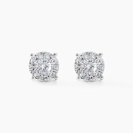 Boucles D'oreilles Puces Grace Or Blanc Diamant - Clous d'oreilles Femme | Histoire d’Or