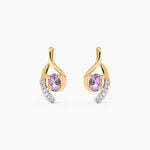Boucles D'oreilles Sagesse Or Jaune Amethyste Oxyde - Clous d'oreilles Femme | Histoire d&rsquo;Or