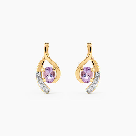 Boucles D'oreilles Sagesse Or Jaune Amethyste Oxyde - Clous d'oreilles Femme | Histoire d&rsquo;Or