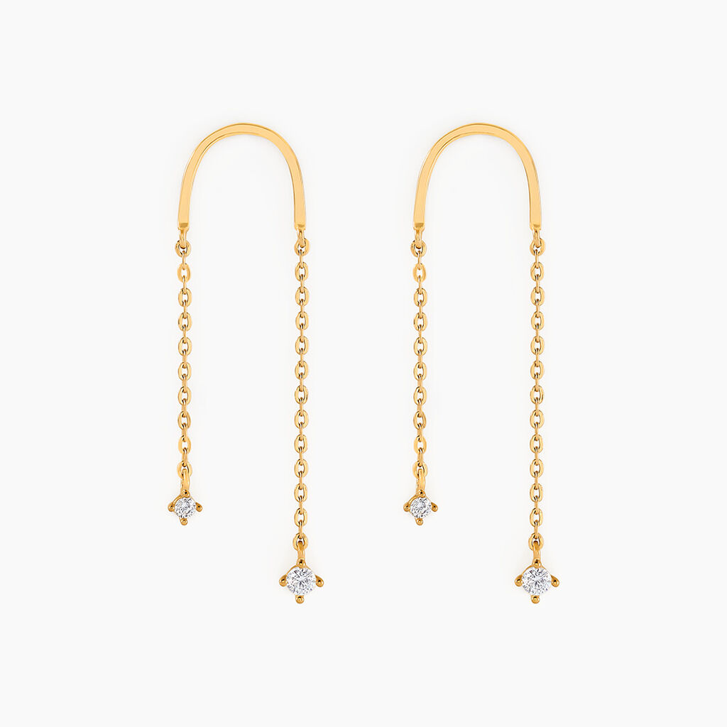 Boucles D'oreilles Pendantes Falling Star Or Jaune Oxyde De Zirconium - Boucles d'oreilles pendantes Femme | Histoire d’Or