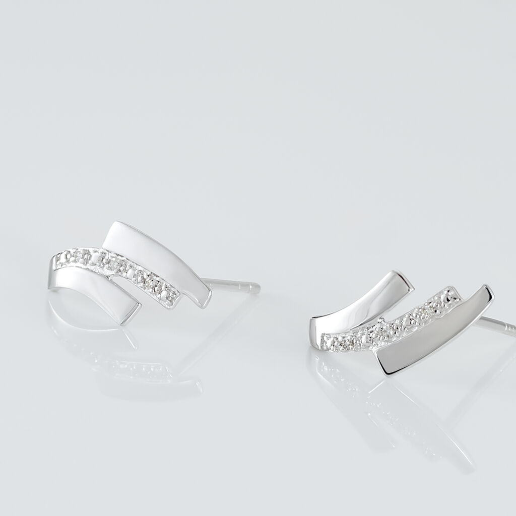 Boucles D'oreilles Puces Ainhoa Or Blanc Diamant - Clous d'oreilles Femme | Histoire d’Or