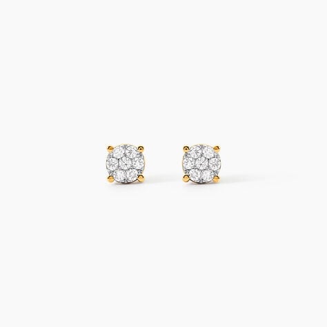 Boucles D'oreilles Puces Charlene Or Jaune Diamant Synthetique - Clous d'oreilles Femme | Histoire d&rsquo;Or