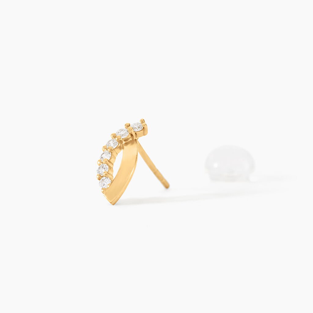 Boucles D'oreilles Puces Helvi Or Jaune Oxyde De Zirconium - Clous d'oreilles Femme | Histoire d&rsquo;Or