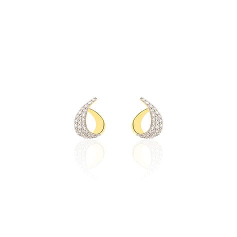 Boucles D'oreilles Puces Boucle D'or Or Jaune Oxyde De Zirconium - Clous d'oreilles Femme | Histoire d’Or