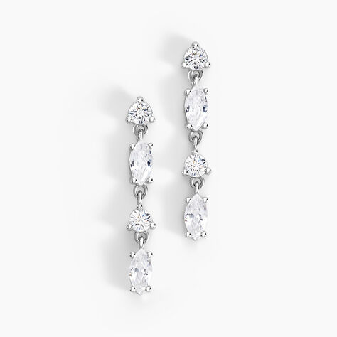 Boucles D'oreilles Pendantes Argent Blanc Shiny Nights Oxyde - Boucles d'oreilles fantaisie Femme | Histoire d’Or