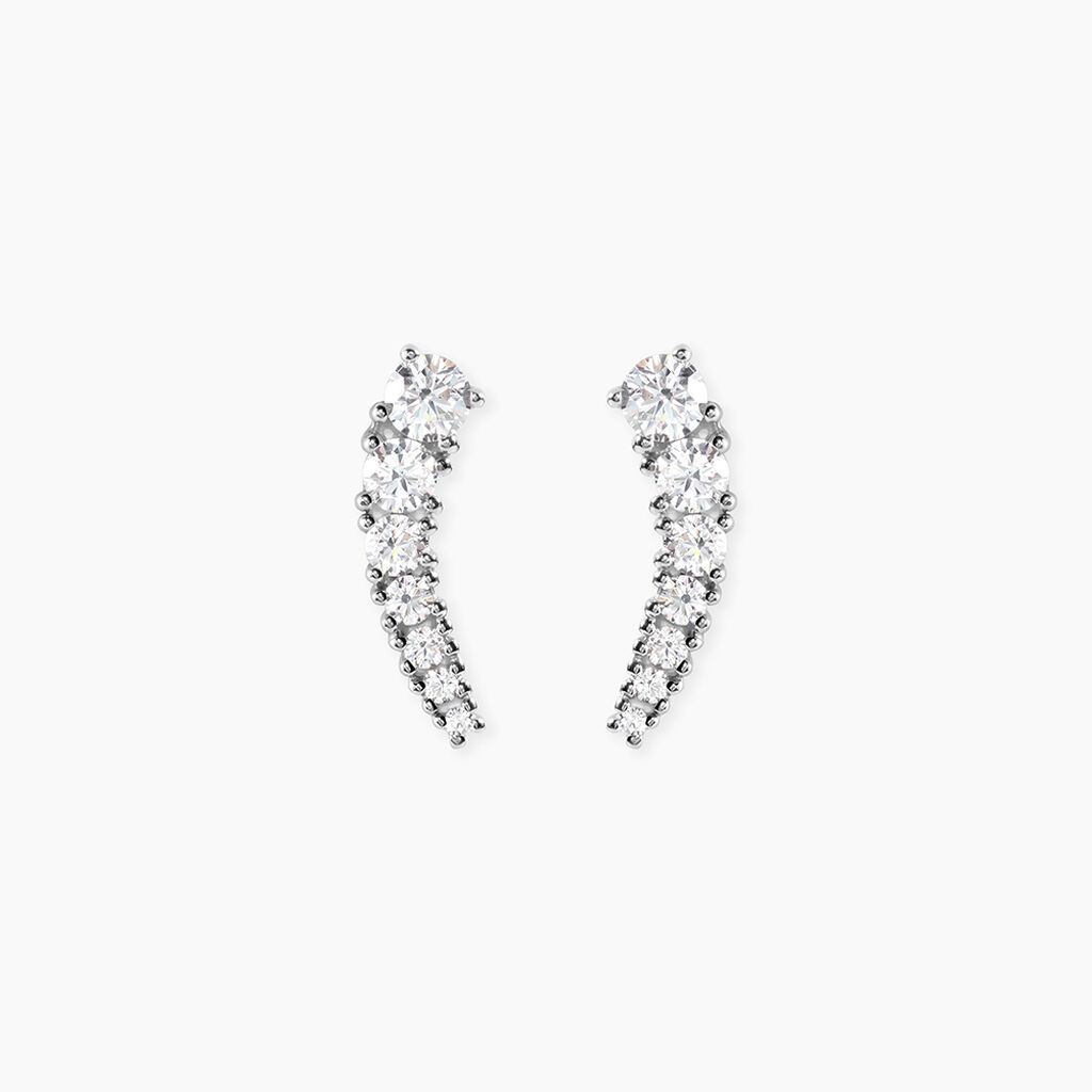 Boucles D'oreilles Grimpantes Aldrick Argent Blanc Oxyde De Zirconium - Boucles d'oreilles fantaisie Femme | Histoire d&rsquo;Or