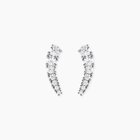 Boucles D'oreilles Grimpantes Aldrick Argent Blanc Oxyde De Zirconium - Boucles d'oreilles fantaisie Femme | Histoire d&rsquo;Or