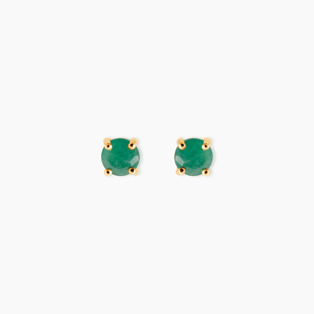 Boucles D'Oreilles Puces Onora Or Jaune Emeraude - Clous d'oreilles Femme | Histoire d&rsquo;Or