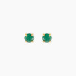 Boucles D'Oreilles Puces Onora Or Jaune Emeraude - Clous d'oreilles Femme | Histoire d&rsquo;Or