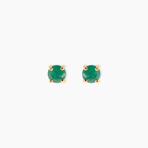 Boucles D'Oreilles Puces Onora Or Jaune Emeraude - Clous d'oreilles Femme | Histoire d&rsquo;Or