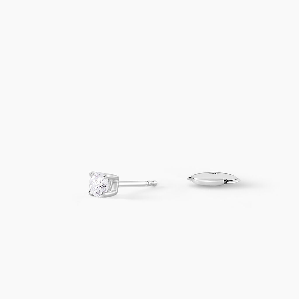 Boucles D'oreilles Puces Or Blanc Victoria Diamants - Clous d'oreilles Femme | Histoire d&rsquo;Or