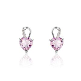 Boucles D'oreilles Puces Argent Blanc Atieno Oxyde De Zirconium - Boucles d'Oreilles Coeur Femme | Histoire d’Or