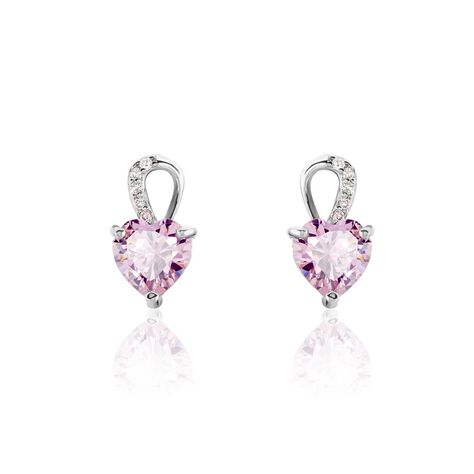 Boucles D'oreilles Puces Argent Blanc Atieno Oxyde De Zirconium - Boucles d'oreilles fantaisie Femme | Histoire d’Or