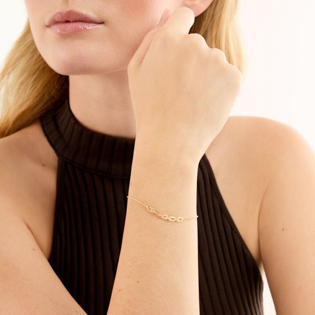 Bracelet Cinthya Argent Dor&eacute; A L'Or 750/1000 Oxyde De Zirconium - Bracelets Pierre Femme | Histoire d&rsquo;Or