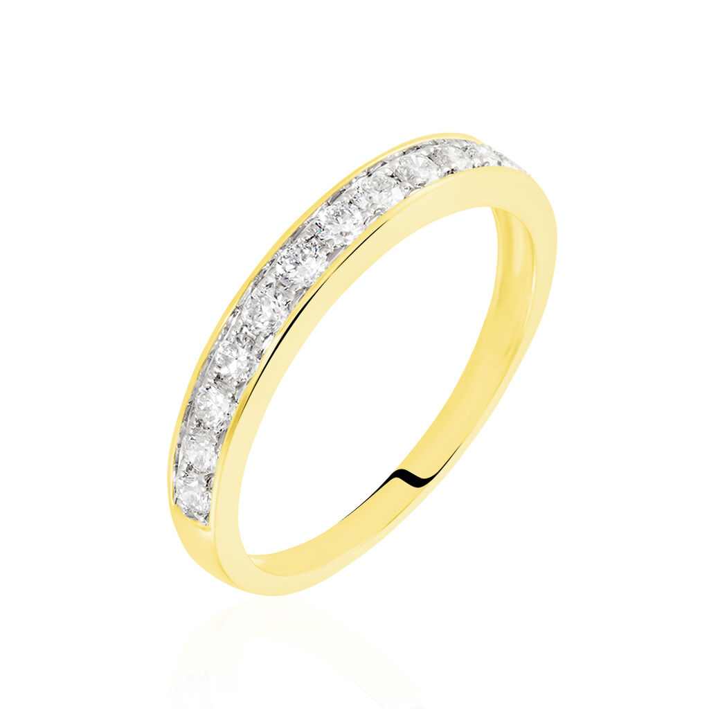 Alliance Croisée Diamant Cz Dolly-Bijoux - Taille 60, Plaqué Or Jaune 18K, Pierres 14mm | Bague Femme Sertie | Bijou De Mariage Fantaisie