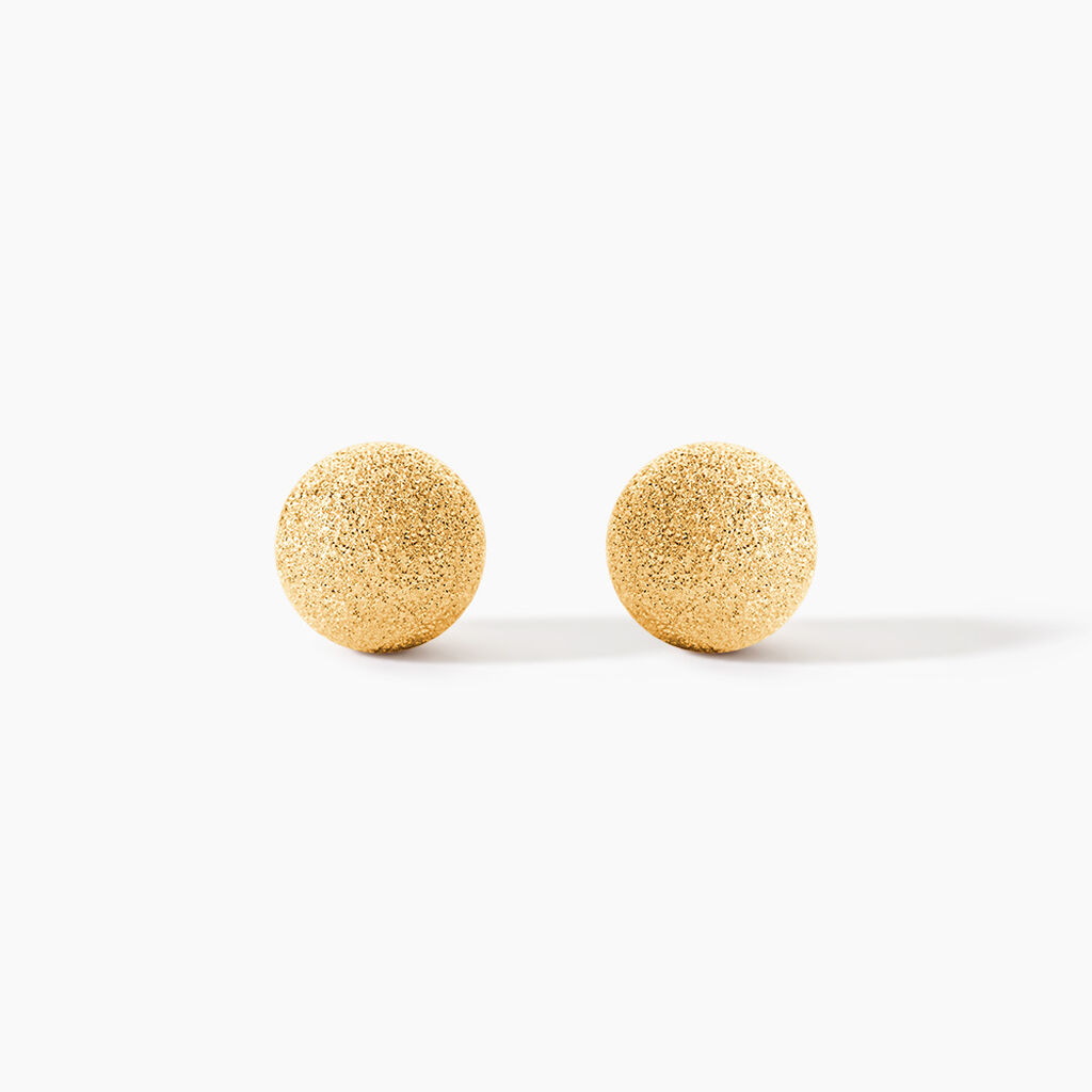 Boucles D'oreilles Puces Fidelia Boule Sablee Or Jaune - Clous d'oreilles Femme | Histoire d&rsquo;Or