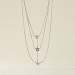 Collier Purple Bloom Argent Blanc Oxyde De Zirconium - Ras de cou Femme | Histoire d&rsquo;Or