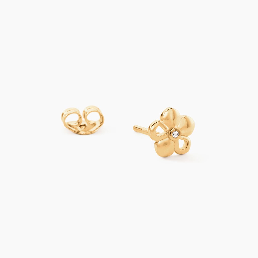 Boucles D'Oreilles Puces Alley Plaqu&eacute; Or Jaune Oxyde De Zirconium - Boucles d'oreilles fantaisie Femme | Histoire d&rsquo;Or