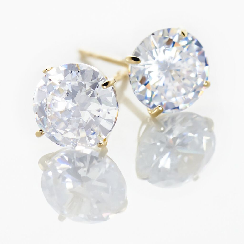 Boucles D'oreilles Puces Or Jaune Katherina Oxyde De Zirconium - Clous d'oreilles Femme | Histoire d&rsquo;Or